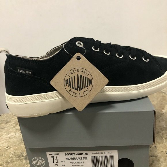 Palladium Shoes - NIB Palladium DAMAGED DISCOLORATION Wander Lace SUEDE Black SHOE sneaker low $